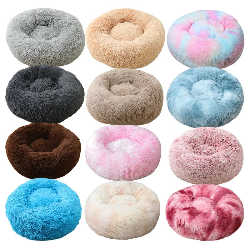 Cat Beds Washable Soft Pet Kennel Winter Thickened Warm Donut Round Pet Plush Nest Comfortable Sleeping Cat Bed Supplies