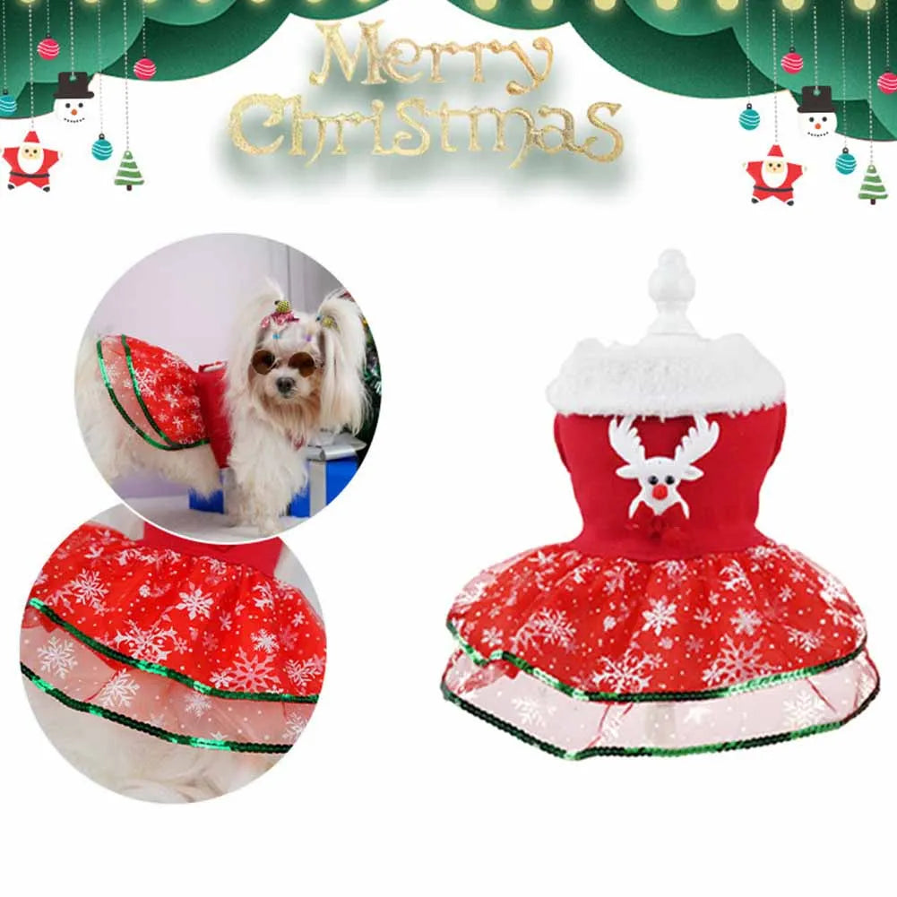 Pet Christmas Dress Costume Comfortable Santa Claus Pet Dress Easy To Clean Cat Dog Dresses Apparel Christmas Dress Up Supplies