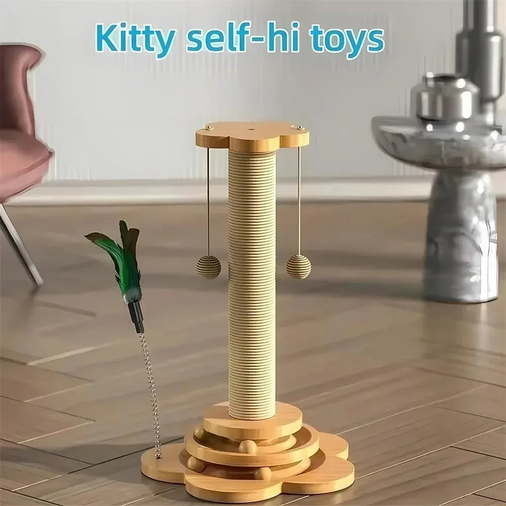 Juguete para gatos, rascador para gatos, plato giratorio para gatos, divertido palo para gatos, bolas, tablero rascador de sisal duradero, suministros para gatos, columna de agarre para gatos