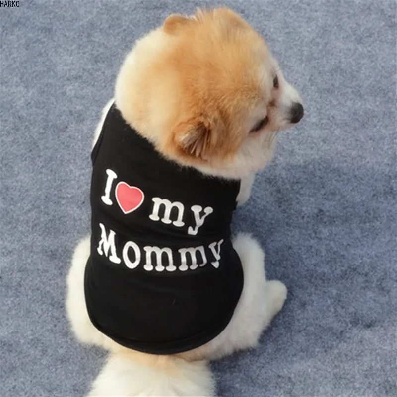 T-shirt d'été imprimé mignon pour animaux de compagnie, vêtements pour chiots, chiens, chats, gilet en coton, vêtements pour carlins, costumes pour chiens, vêtements pour petits chiens