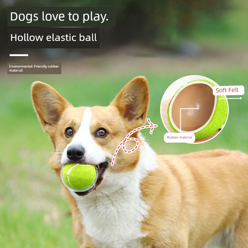 Dog Toy Ball Bite-Resistant Vocalization Pet Supplies Tennis Tooth Cleaning Relieving Stuffy Handy Gadget Self-Hi Large Dog Outdoor Dog Training