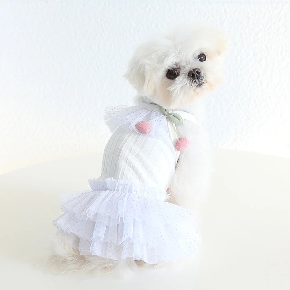 Dogs and Cats Dress Skirt Cherry Gauze  Design Pet Puppy Spring/Summer Clothes Outfit 3 Color