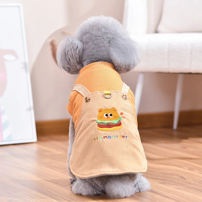 Hamburger Big Dog Costume Jumper Dresses For Small Big Breeds Puppy Dachshund Corgi Autumn Winter Pet Clothes Yellow Size XS 4XL