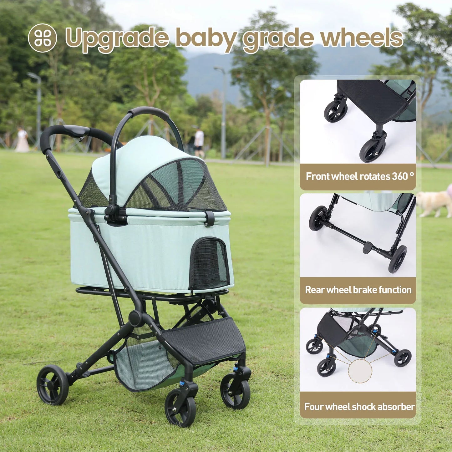 Multifunctional Portable Pet Stroller Large Space Dog Stroller Foldable Pet Stroller Portable Pet Basket Dogs  Pet bags