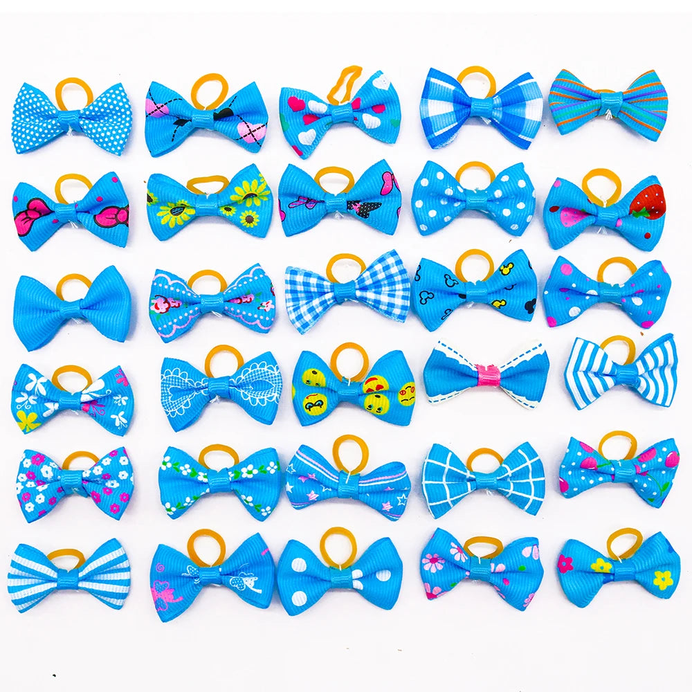 10/20/30PCS Pet Grooming Hair Bows Puppy Mix Colours Decorate Hair Accessories for Small Dog Hair Rubber Bands Dog Supplier