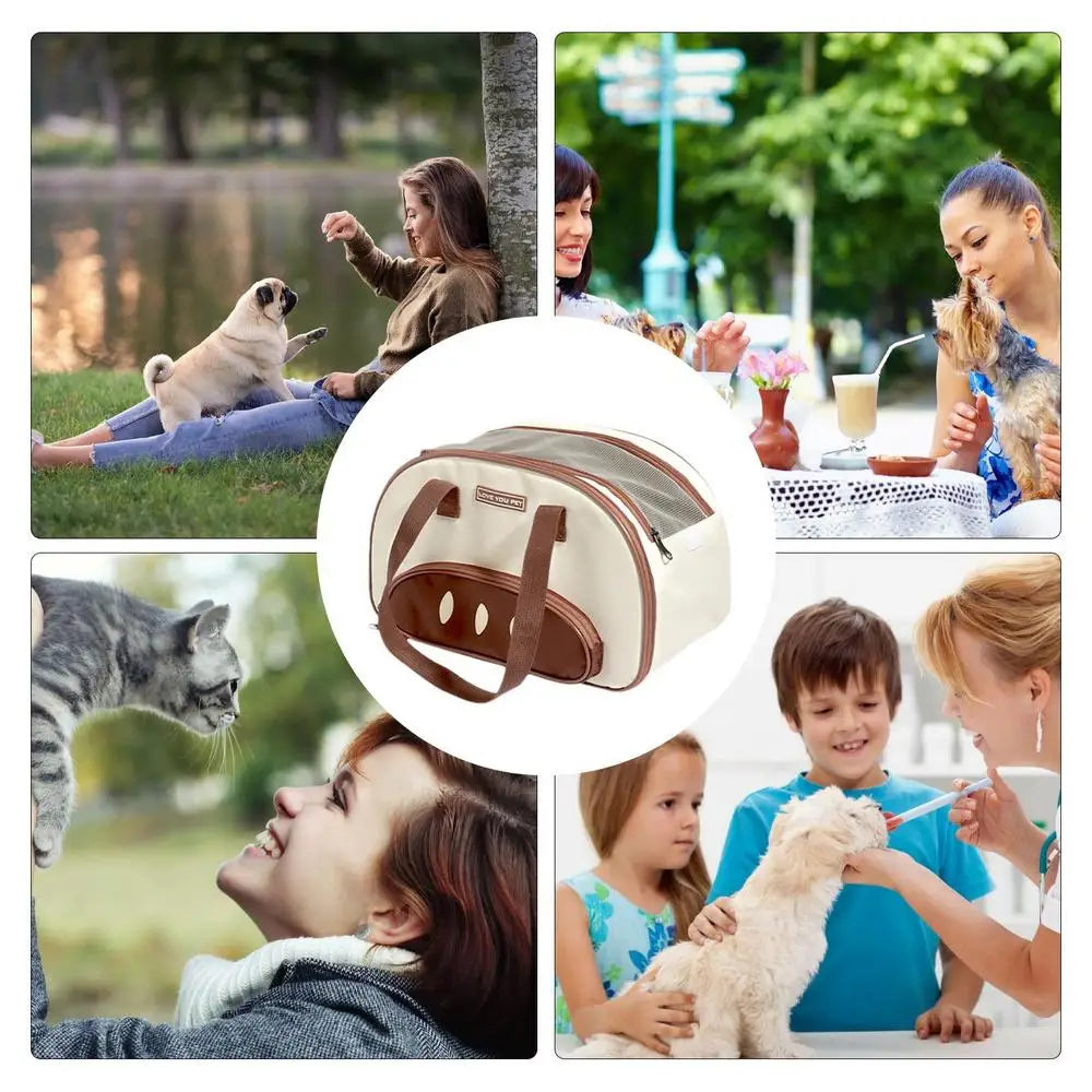 Pet Carrying Bag Pet Dog Carrier Bread-Based Bag Handheld Or Shoulder Sturdy Well-Ventilated Easy Load Bag For Small Medium Cats