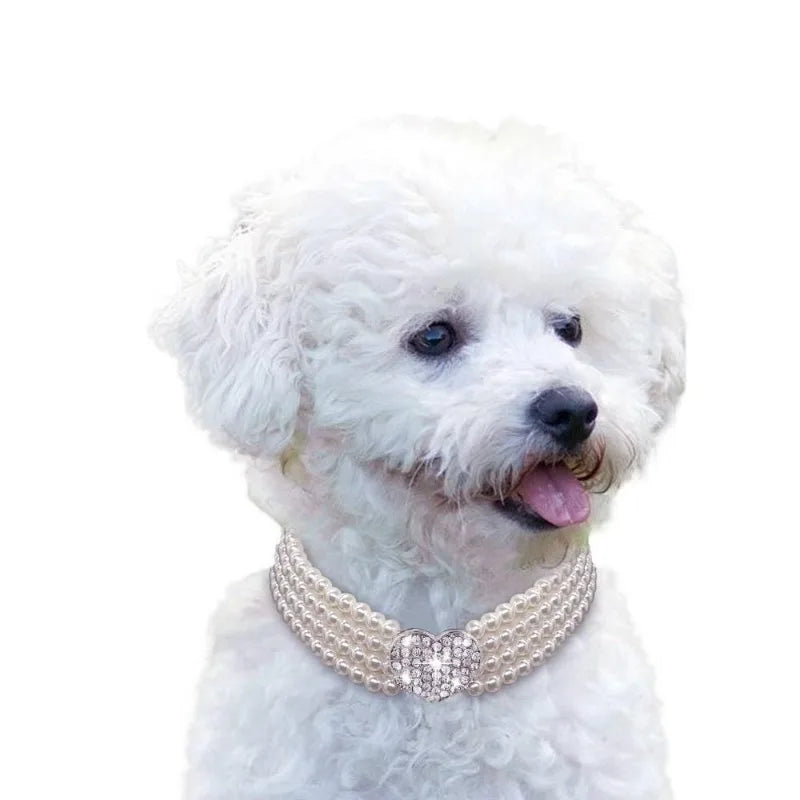 Pet Collar Puppy Cat Small Dog Jewelry Necklace Party Pearl Collar Pet Accessories  ошейник для собак