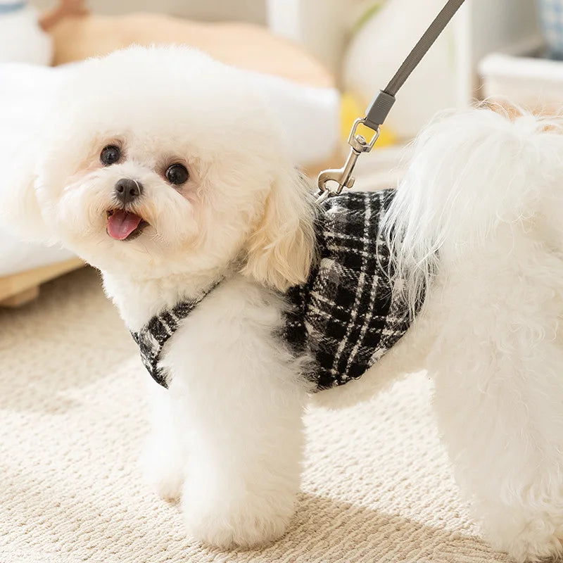 Luxury Dog Clothes Thickened Autumn Winter Warm Pet Dog Dress Puppy Shirt Striped Plaid Dog Costume Chihuahua Bichon Dog Coat