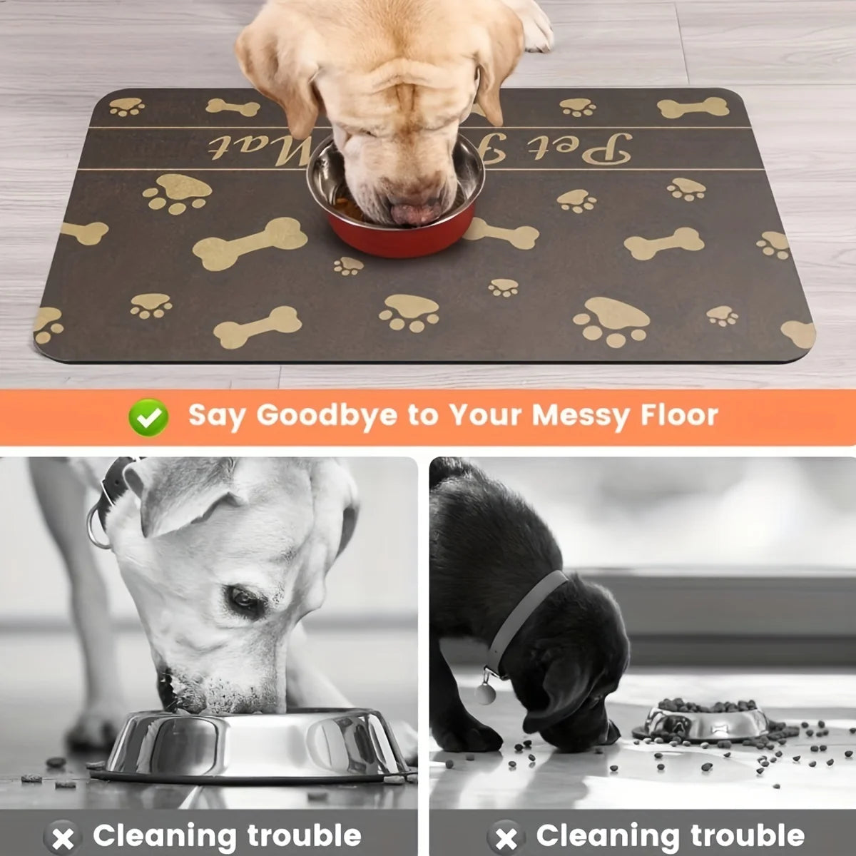 Pet Feeding Mat Absorbent Mat For Food And Water Stain Free Quick Dry Dog Water Dispenser Mat Non-slip Indoor Pet Dog Placemat