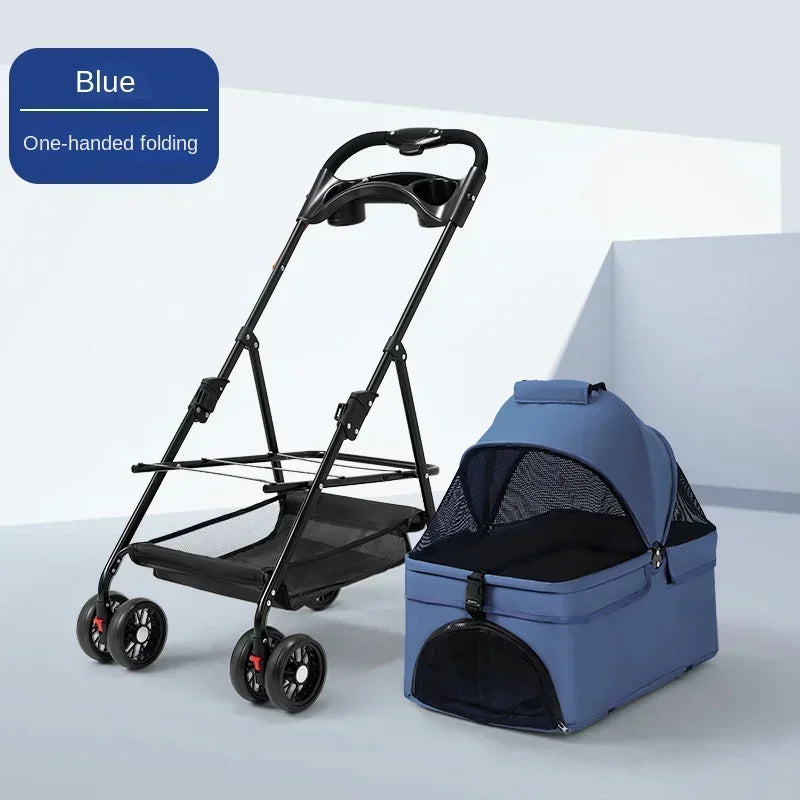 Puppy Stroller Small and Medium Pet Stroller Lightweight Pet Transporter Folding Outdoor Travel Breathable Cat Dog Stroller