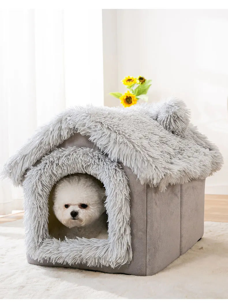 Medium Dog Kennel Indoor Soft Comfortable Puppy House Removable Small Dog Bed Cave Winter Warm Pet Sleeping Mat Portable