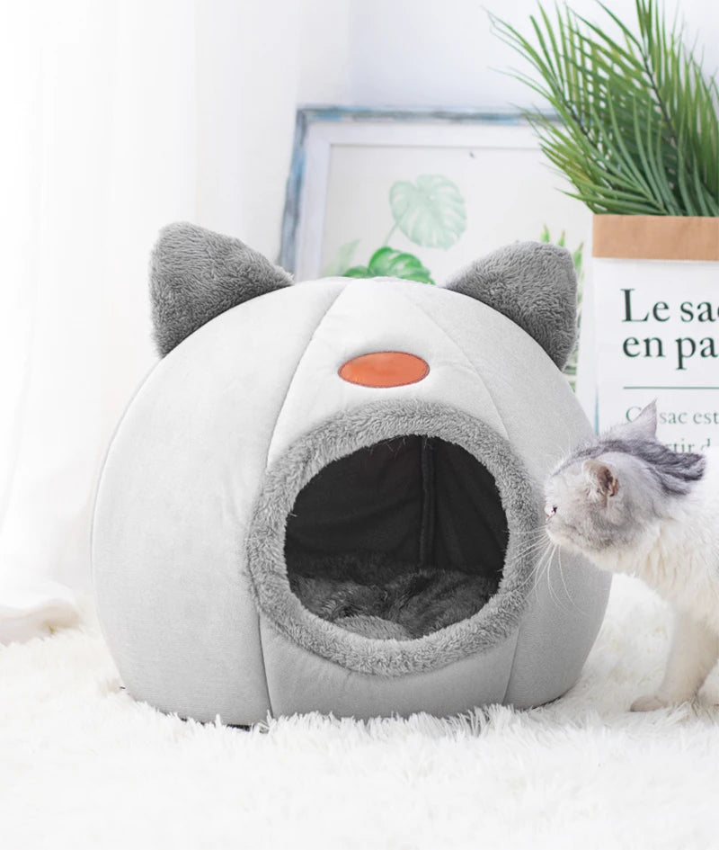 Nueva cama para gatos de invierno con comodidad para dormir profundamente, pequeña colchoneta, cesta para perros pequeños, productos para mascotas, tienda de campaña, cueva acogedora, nido para interiores, cama para gatos