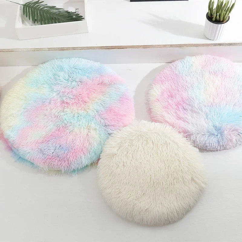 Plush Cat Bed Mats Round Pet Bed for Cats Small Dogs Soft Fleece Pet Sleeping Mat Kitten Puppy Nest Pet Cushion Cat Accessories