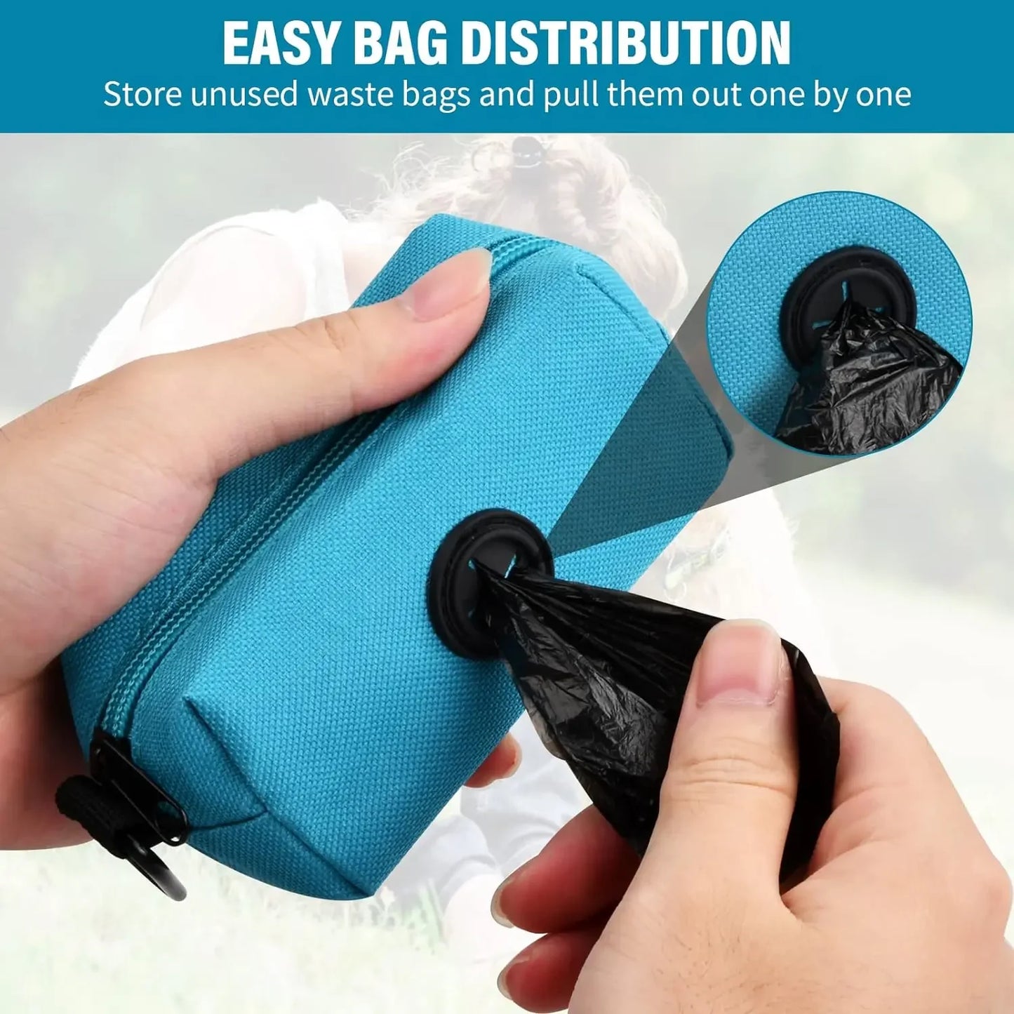 Fabric Dog Poop Bag Dispenser Holder Lightweight Durable With Carabiner Large Capacity Waste Bag For Training Running Walking