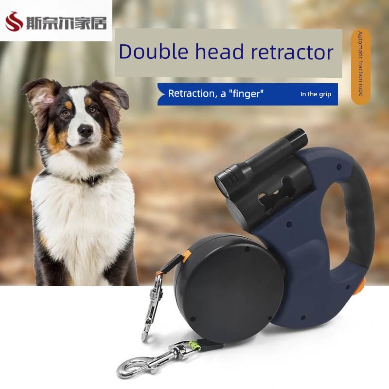 Automatic Double-Headed Telescopic Dog Chain Two-in-One Hand Holding Rope