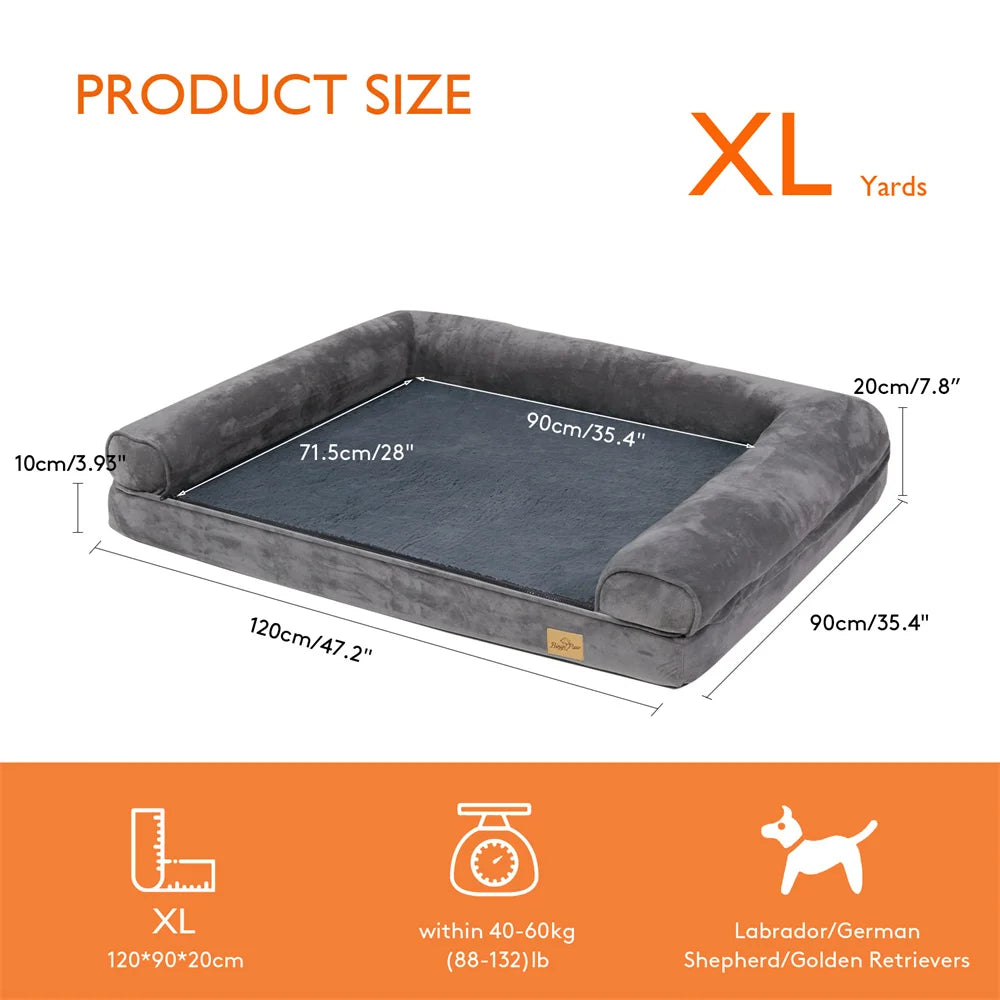 XXXL Large Calming Dog Bed Orthopedic Memory Foam Sofa Couch Waterproof Removable Cover Plush Mat for Small Medium Large Dogs