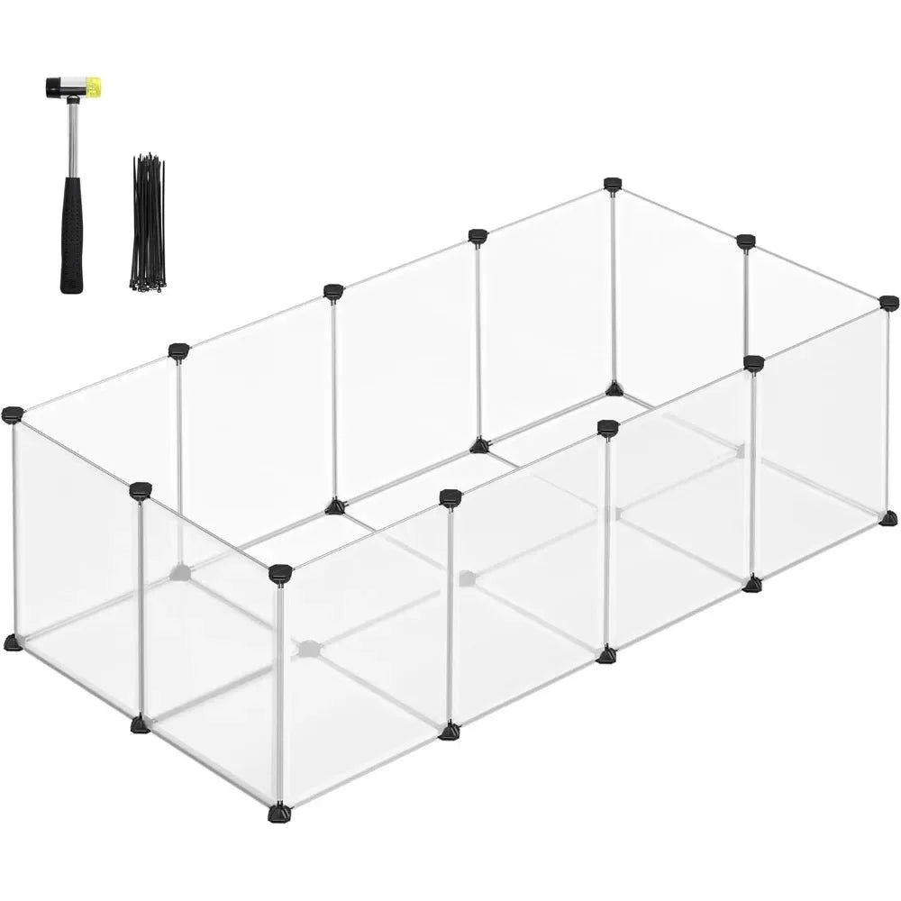 Pet Playpen with Floor, Small Animal Pen, Pet Fence Indoor, DIY Plastic Enclosure for Hamsters, Rabbits, Hedgehogs