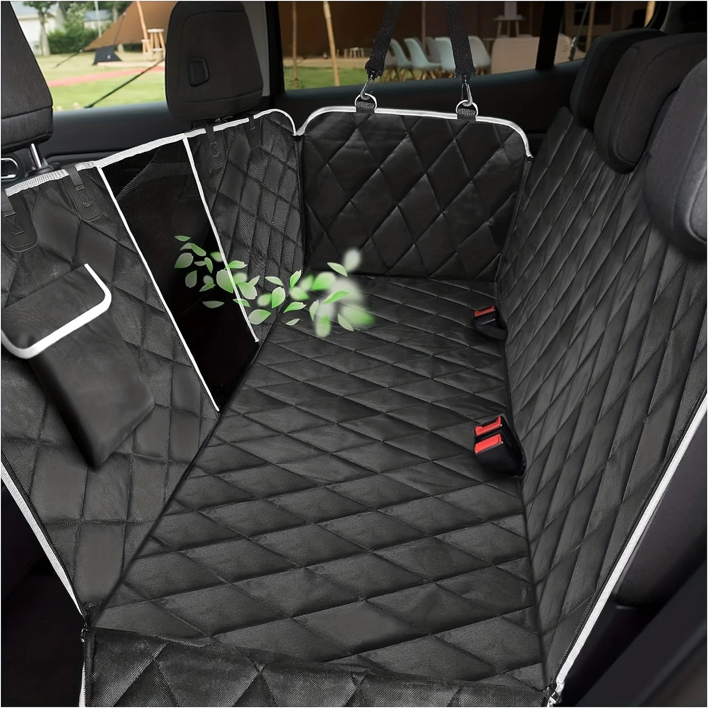 Dog Car Seat Cover,Waterproof with Mesh Window and Storage Pocket,Durable Scratchproof Nonslip Dog Car Hammock with Universal Si