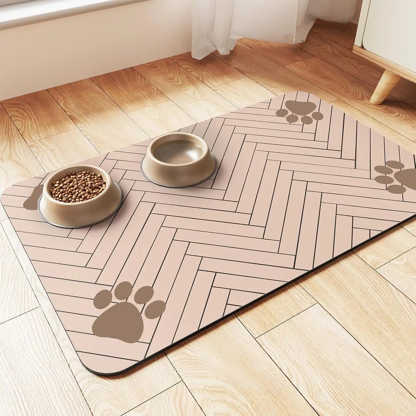 Pet Feeding Mat-Absorbent Pet Placemat for Food and Water Bowl, with Waterproof Rubber Backing, Quick Dry Water Mat for Dog Cat