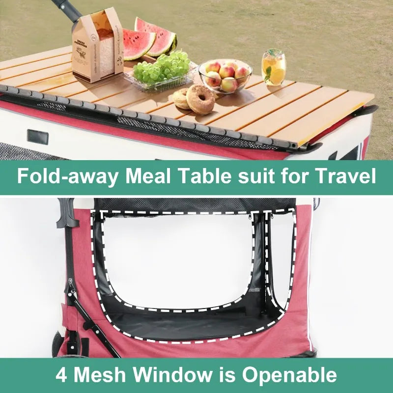 Dog Stroller for Large Dogs Pet Stroller for Medium Dogs Foldable Free Dining Table for Camping Outdoors and Barbecue