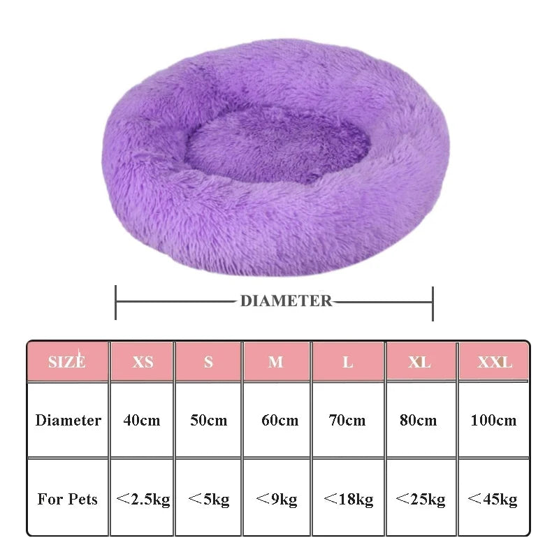 Round Long Plush Dog Bed for Indoor Cat Bed Cat Cushion Puppy Sofa Mat Cat Sleep Nest Pet Cat Cushion Bed