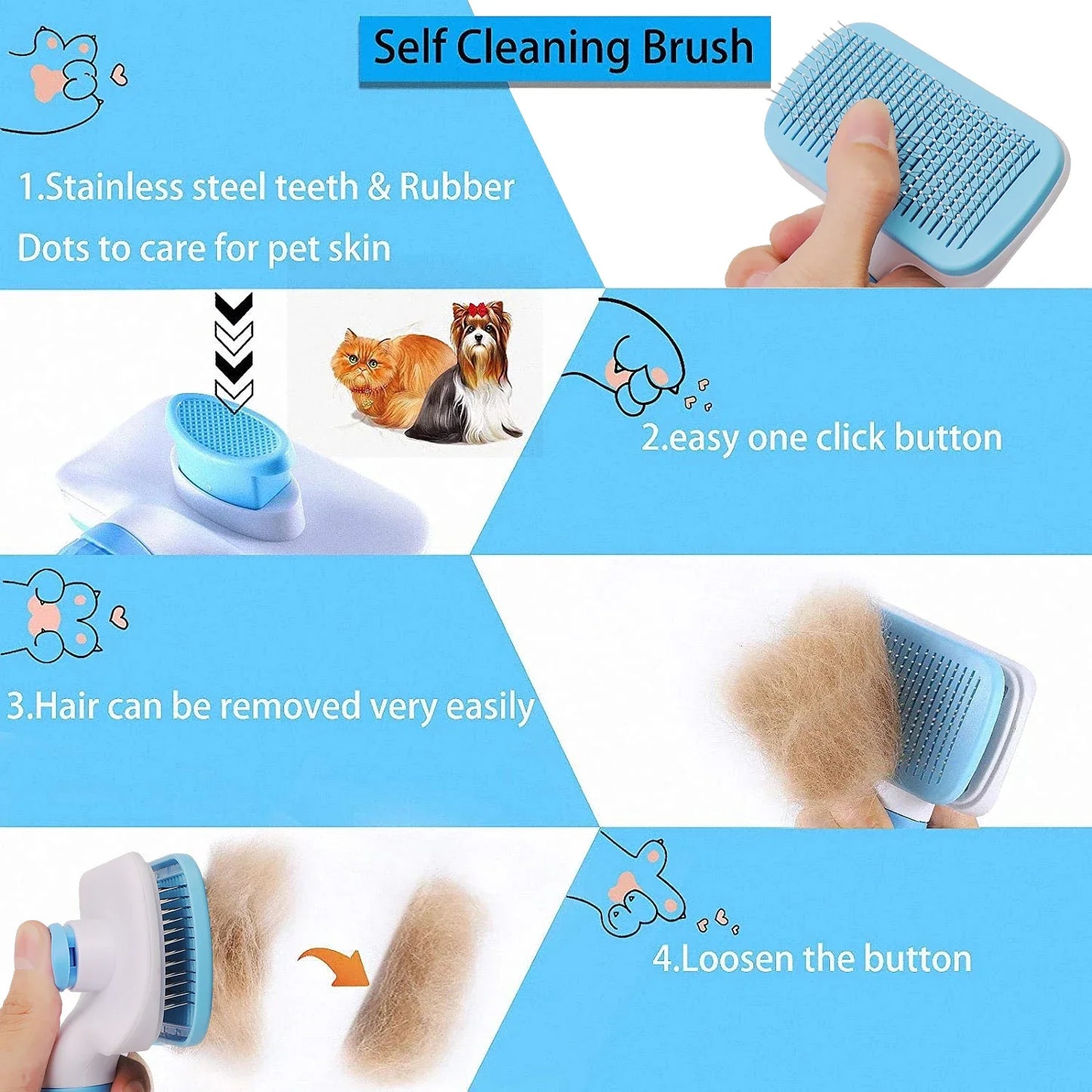 Dog Hair Remover Brush Cat Dog Hair Grooming And Care Comb For Long Hair Dog Pet Removes Hairs Cleaning Bath Brush Dog Supplies