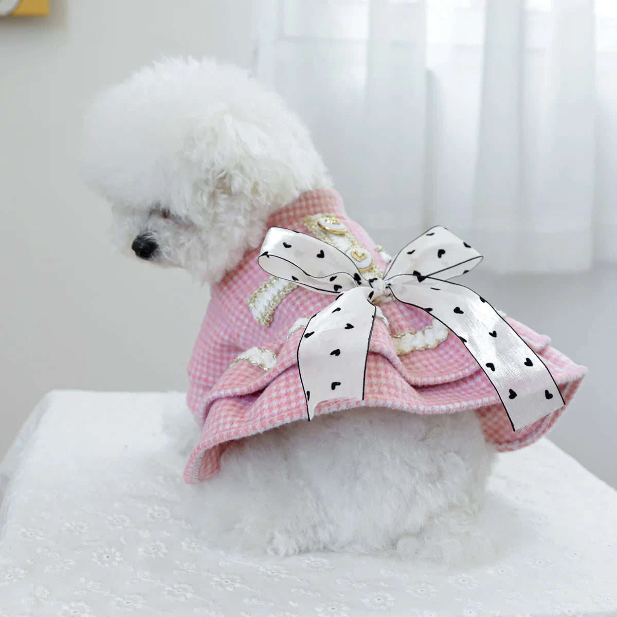 1PC Pet Clothing Dog Cat Autumn/Winter Thick Pink Sweetheart Princess Dress Suitable for Small and Medium sized Dogs