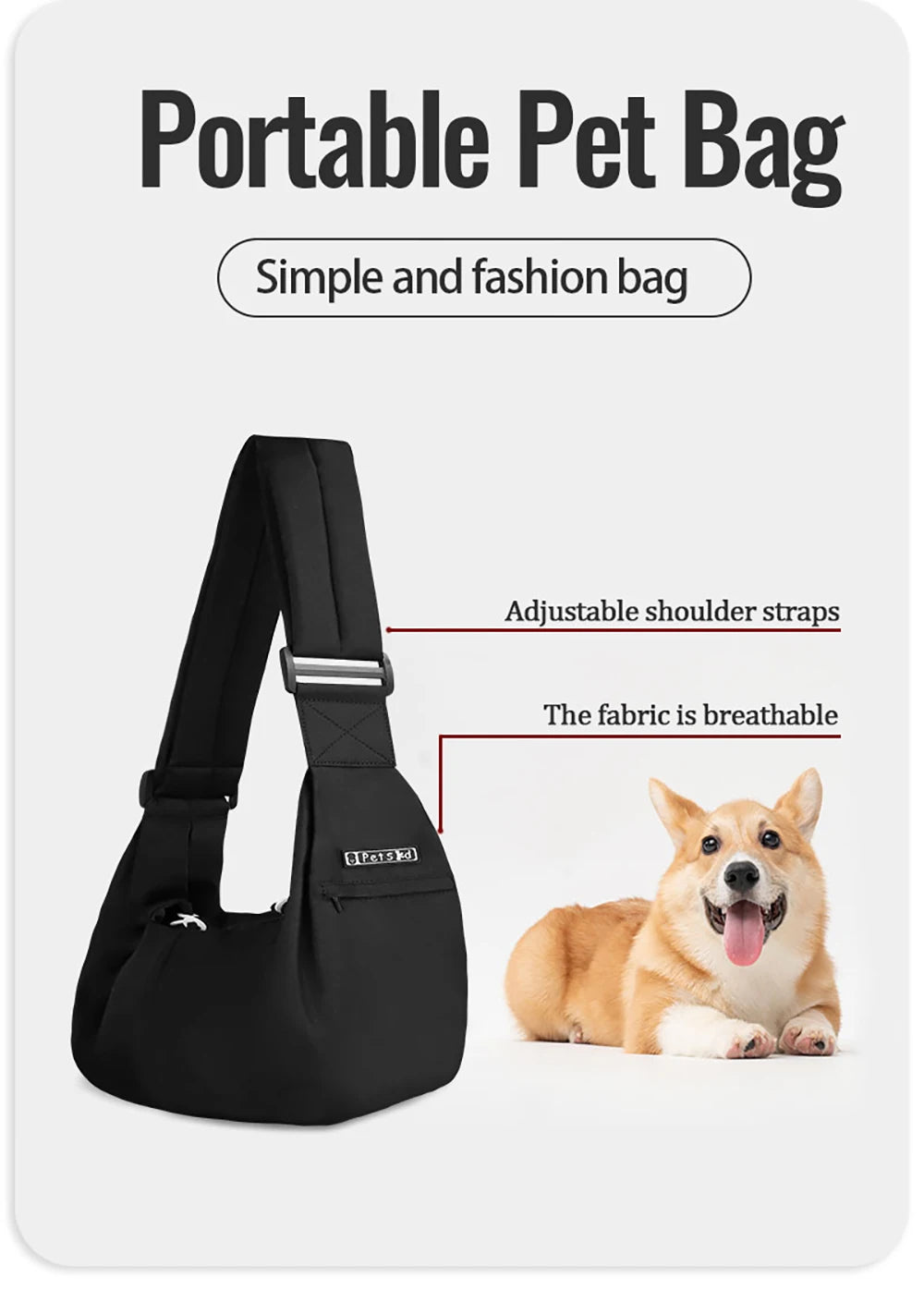 Petskd Pet Dog Sling Carrier Bag Outdoor Portable Shoulder Messenger Bag Cat Walking Bag for Puppy Kitten Nylon Pets Handbag