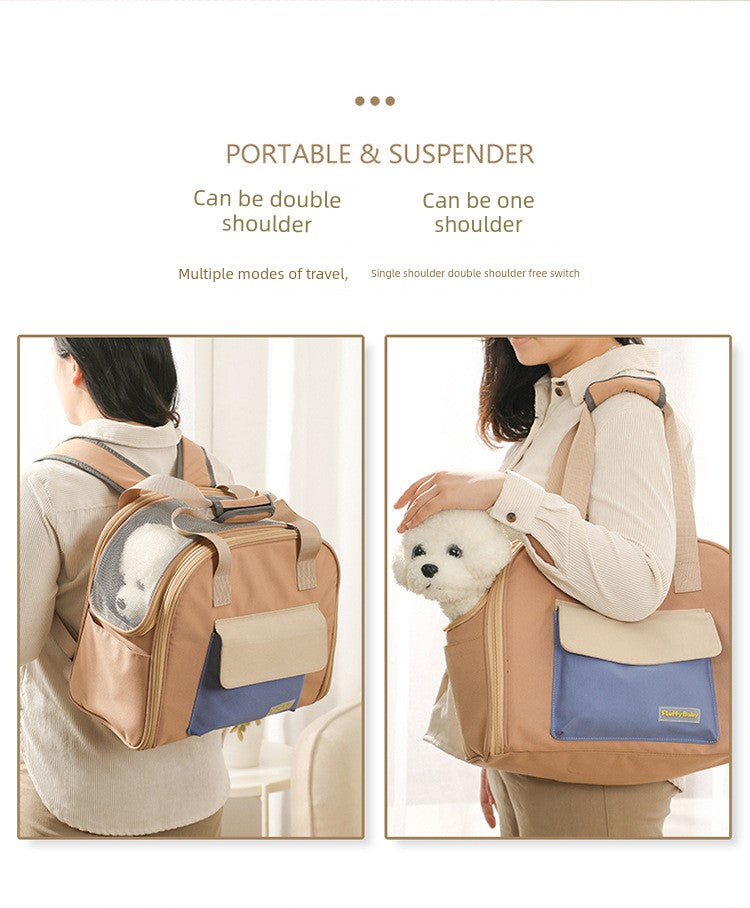 One-Shoulder Multifunctional Teddy Cat Cage Extendable Diaper Bag