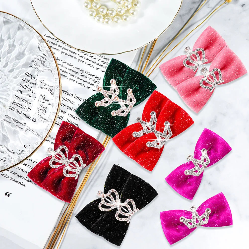 10PCS Glitter Dogs Bow Hairpin Puppy Crown Bow Clips for Dog Queen Cat Dog Hair Clip Dog Hair Accessories Pet Supplies