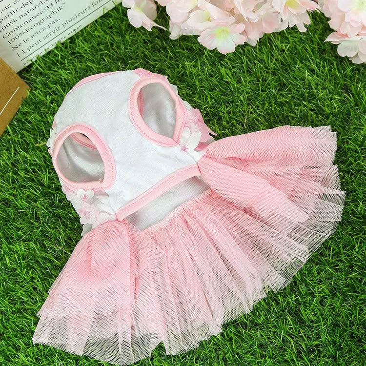 Lace Chiffon Dress For Small Dog Flowers Fashion Party Birthday Puppy Wedding Dress Summer Cute Costume Clothes For Pet dogs