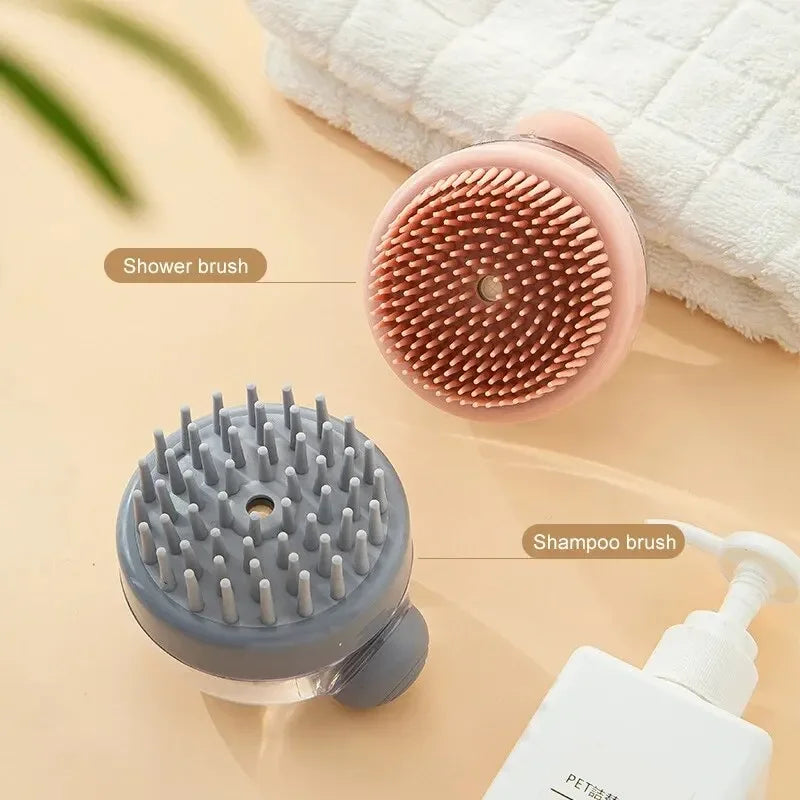 Pet Bath Brush Soft Silicone With Shampoo Dispenser Gentle Massage For Grooming And Cleaning Fur And Hair