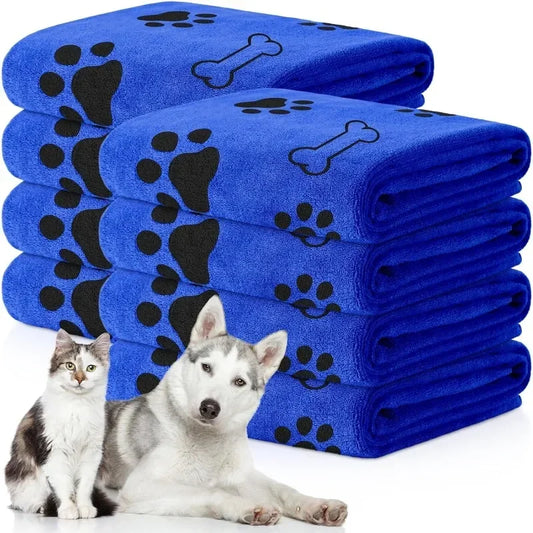 Serviette pour animaux de compagnie 60x100cm Séchage chien chat Serviette de bain Microfibre Séchage rapide Griffes de chien Absorbant Bleu Gris Serviette de bain Produits de bain pour animaux de compagnie