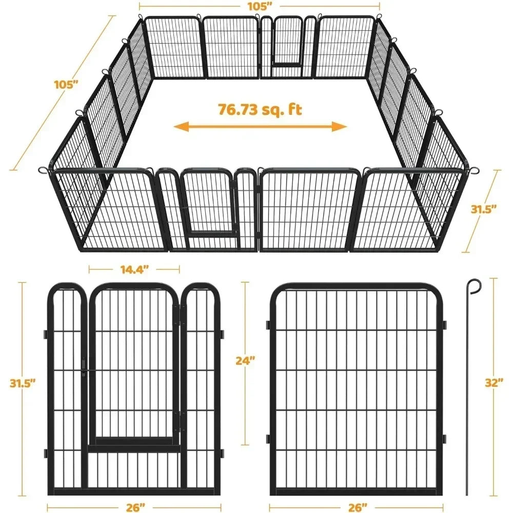 Dog Playpen Outdoor, Indoor Pen for Large/Medium/Small Dogs Animals Portable Playpen for RV Camping Garden Yard, Dog Fences