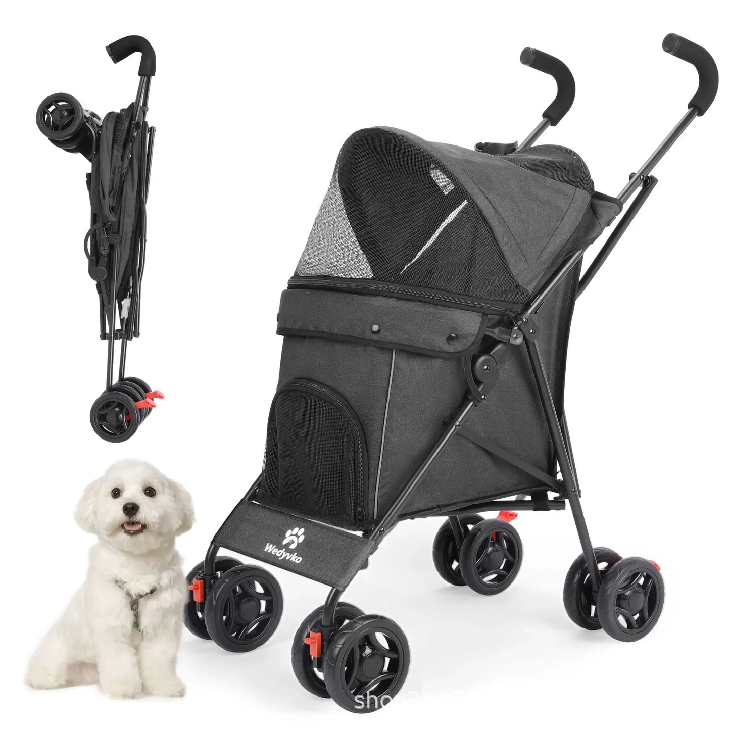 Pet Cart Dog Cat Teddy Go Out Small and Medium Portable Multi-function Folding Travel Cart