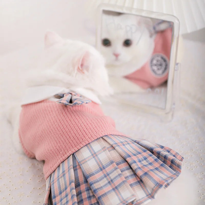 Winter Knitted Pet Clothes Couple Dog Dress for Dogs Skirt Autumn Dresses Yorkshire Clothes for Dog Chihuahua Pet Cat Dress