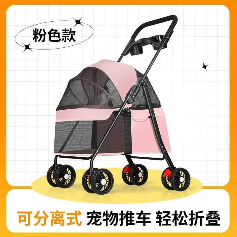 Pet Stroller Dog Cat Large and Small Dog Out Pet Cart Outdoor Travel Lightweight Foldable