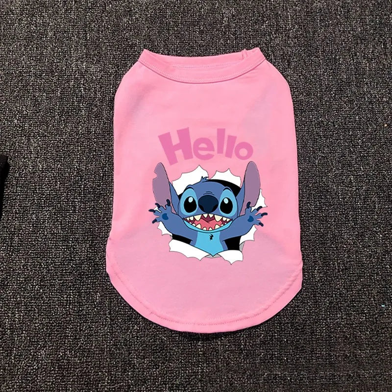 Disney Summer Pet Dog Vest Cute Stitch Cotton Dogs Clothes Breathable Puppy For Small Medium Dogs Clothing French Bulldog Perro