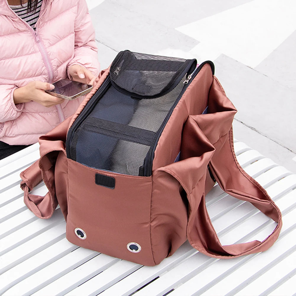 Portable Casual Shoulder Bag Waterproof Outdoor Pet Cat Dog Carrier Panier Handbag Kitten Puppy Carrying Bag With Bottom Pad