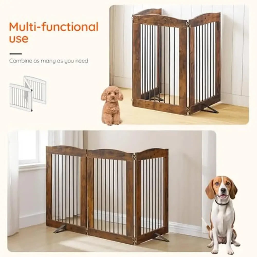 Expandable Indoor Pet Gate Sturdy 3 Panel Folding Dog Fence Easy Setup Design