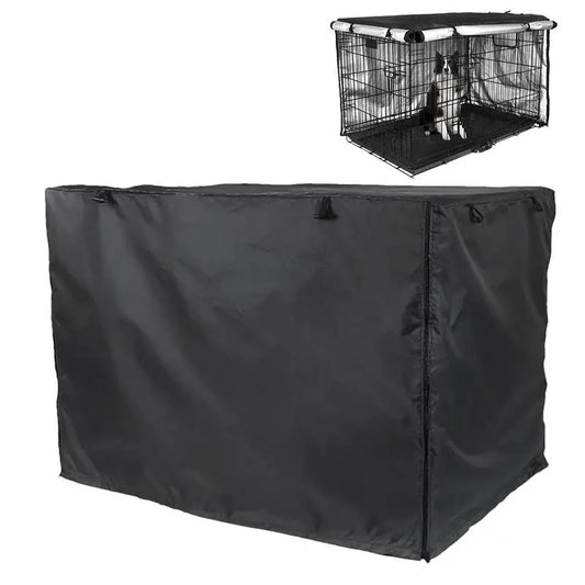 Housse de cage pour chien en tissu Oxford enduit d'argent Housse de chenil pour chien Housse de cage à double porte respirante Housse de caisse avec ventilation