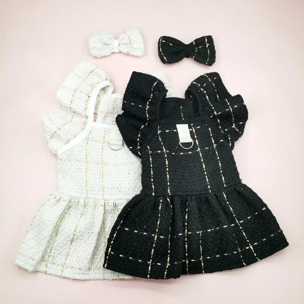 Pet Princess Style Dress Black White Dog Cat Skirt Summer Comfortable Bow Skirt for Small and Medium Dogs Pet Supplies Pet Cloth