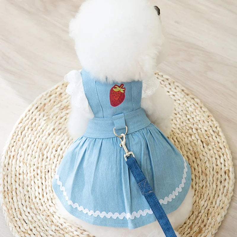 Princess Style Dog Dress Pet Denim Dog Skirt for Small Dog Summer Puppy Wedding Dress Cat Suspender Skirt Chihuahua Dog Clothes