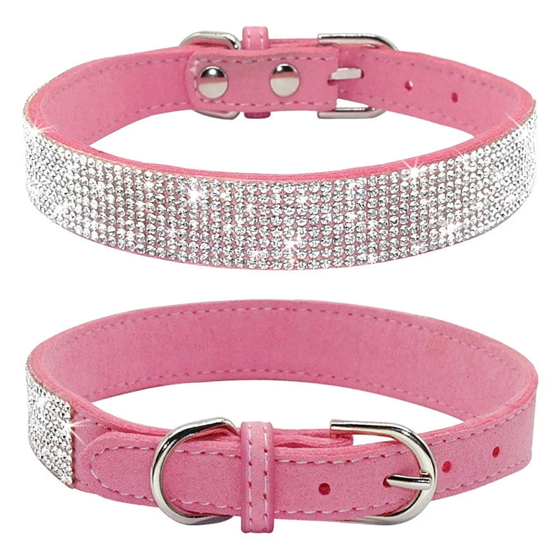 Dog Collar Crystal Glitter Rhinestone Pet Collars Zinc Alloy Buckle Collar For Small Medium Dogs Cats Chihuahua Pug Dog Collar