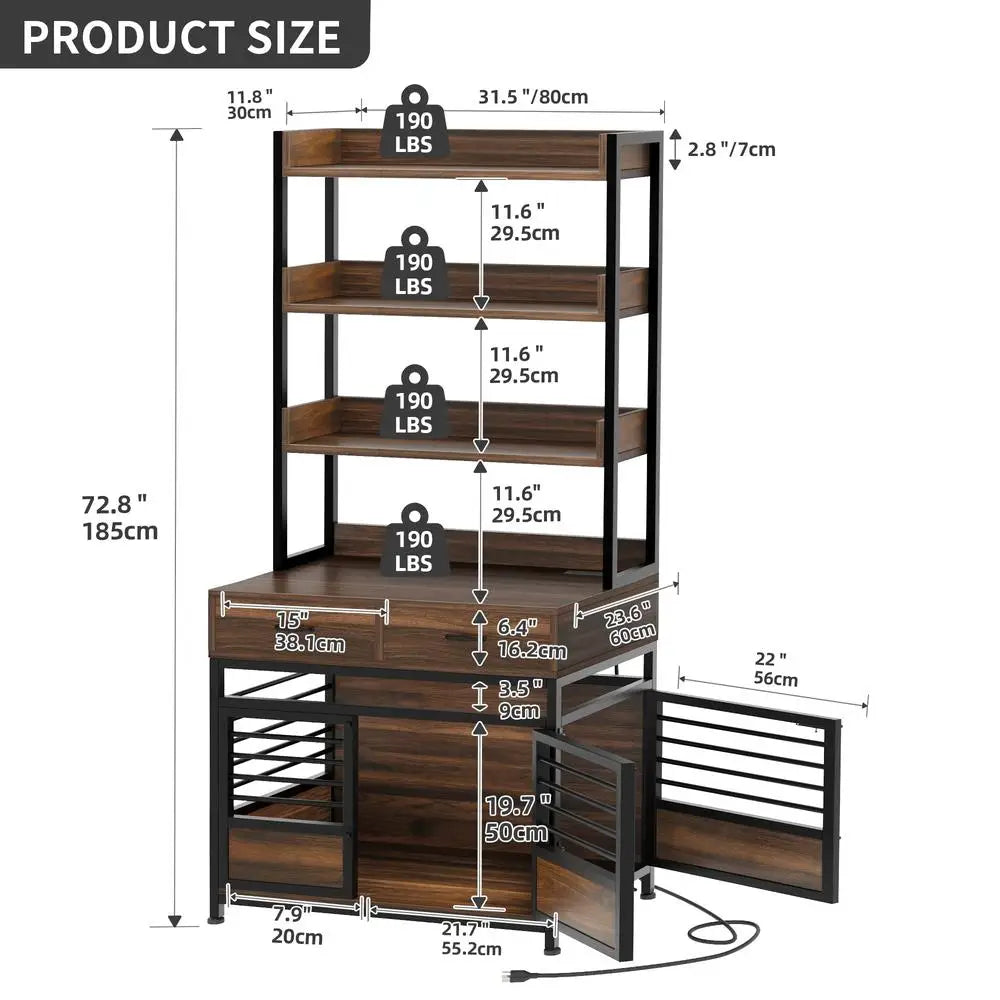 Pet Crate Furniture with Storage Shelves Drawers Charging Station