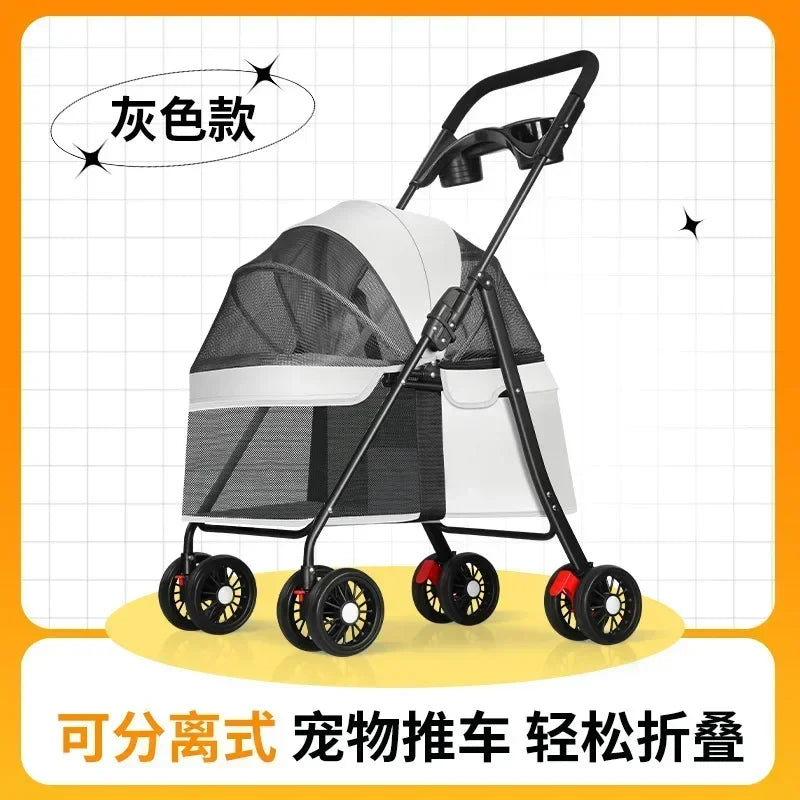 Pet Stroller Dog Cat Large and Small Dog Out Pet Cart Outdoor Travel Lightweight Foldable