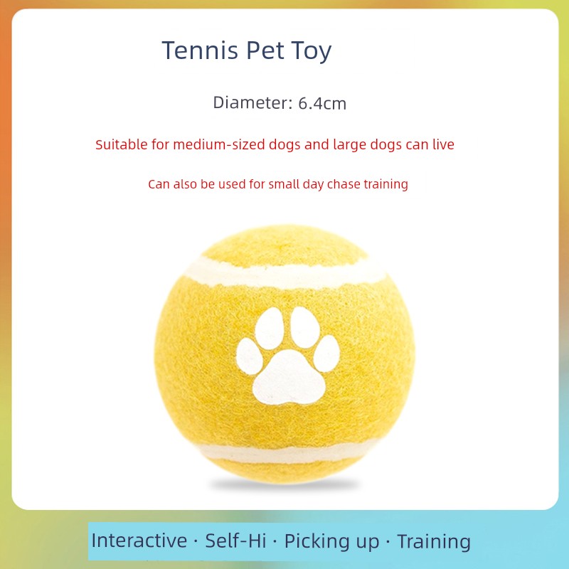 Dog Toy Ball Bite-Resistant Vocalization Pet Supplies Tennis Tooth Cleaning Relieving Stuffy Handy Gadget Self-Hi Large Dog Outdoor Dog Training