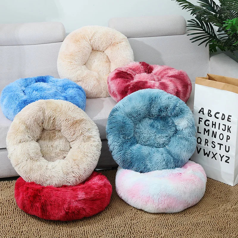 Cat Beds Washable Soft Pet Kennel Winter Thickened Warm Donut Round Pet Plush Nest Comfortable Sleeping Cat Bed Supplies