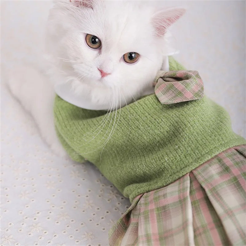 Winter Knitted Pet Clothes Couple Dog Dress for Dogs Skirt Autumn Dresses Yorkshire Clothes for Dog Chihuahua Pet Cat Dress