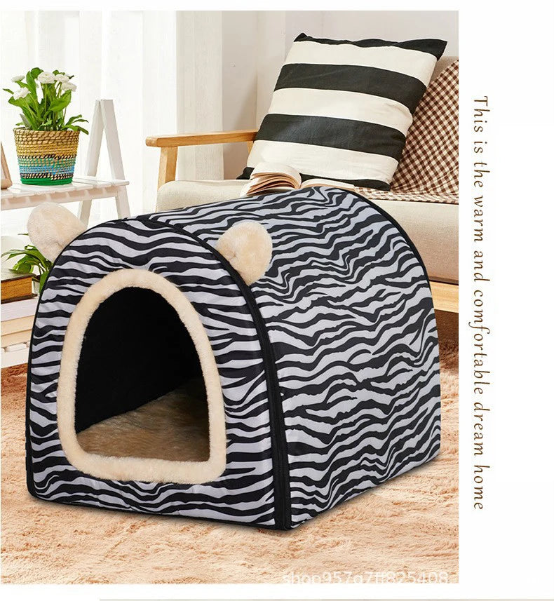 Dog Winter House Cold Weather Dog House With Flexible Fabric Door Cozy Puppy Bed House Detachable Washable For Medium Dog